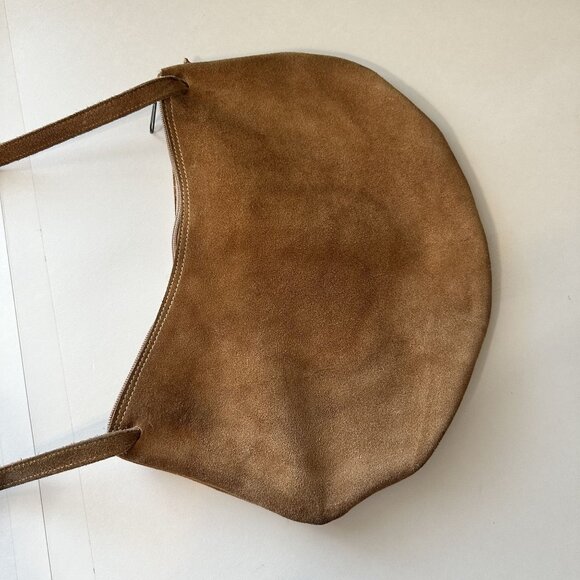 Womens Brown Suede Crossbody Bag Let it Be Psychedelic Design Artisan Music - Picture 8 of 8